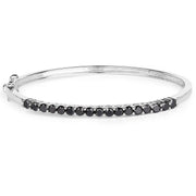 Bids.com 2.50 Carat Genuine Black Diamond .925 Sterling Silver Bangle Bracelets