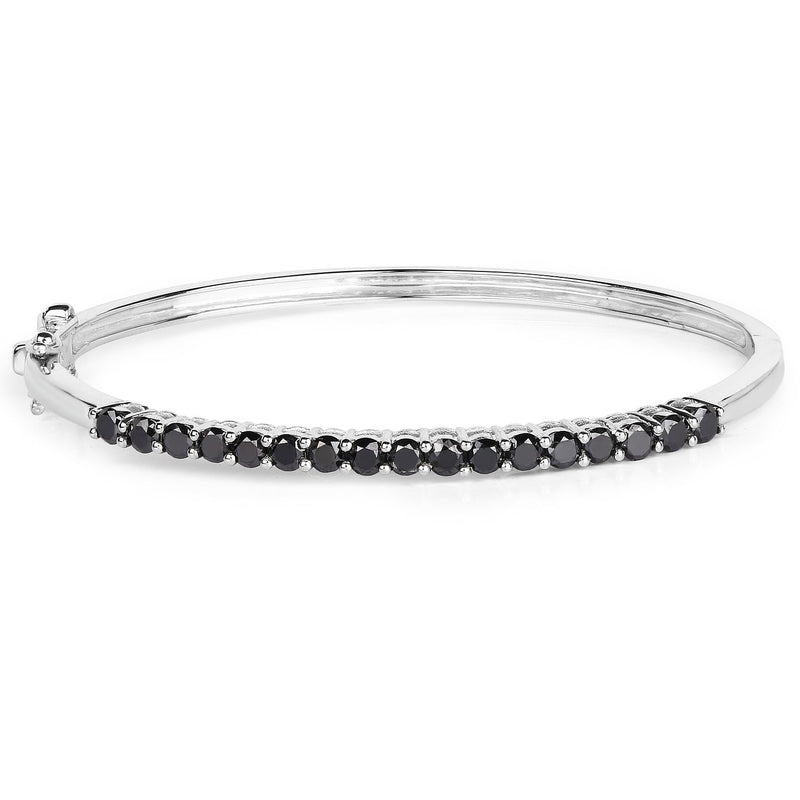 Bids.com 2.50 Carat Genuine Black Diamond .925 Sterling Silver Bangle Bracelets