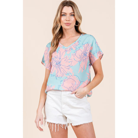 BOMBOM Floral Short Sleeve T-Shirt