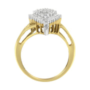 Bids.com 10K Yellow Gold 1/2 Cttw Round and Baguette-Cut Diamond Pear Ring (I-J Color, I1-I2 Clarity) - Size 7 Rings