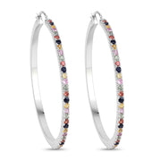 Bids.com 2.24 Carat Genuine Multi Sapphire .925 Sterling Silver Earrings Earrings