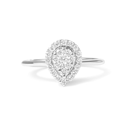 Bids.com 10K White Gold 3/8 Cttw Round-Cut Lab Grown Diamond Cluster Pear Promise Ring (G-H Color, VS2-SI1 Clarity) - Size 7 Rings