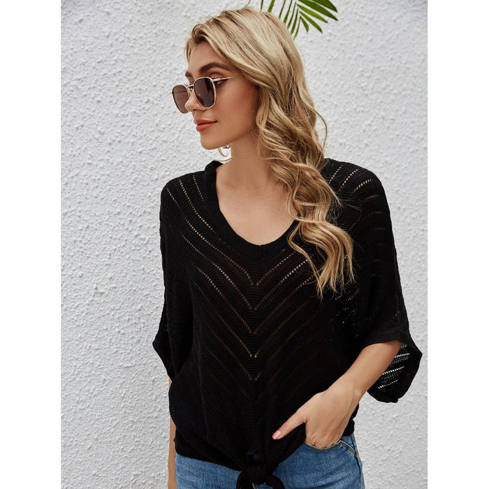 Openwork Batwing Sleeve Cover-Up