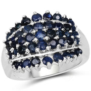 Bids.com 2.70 Carat Genuine Blue Sapphire .925 Sterling Silver Ring Rings
