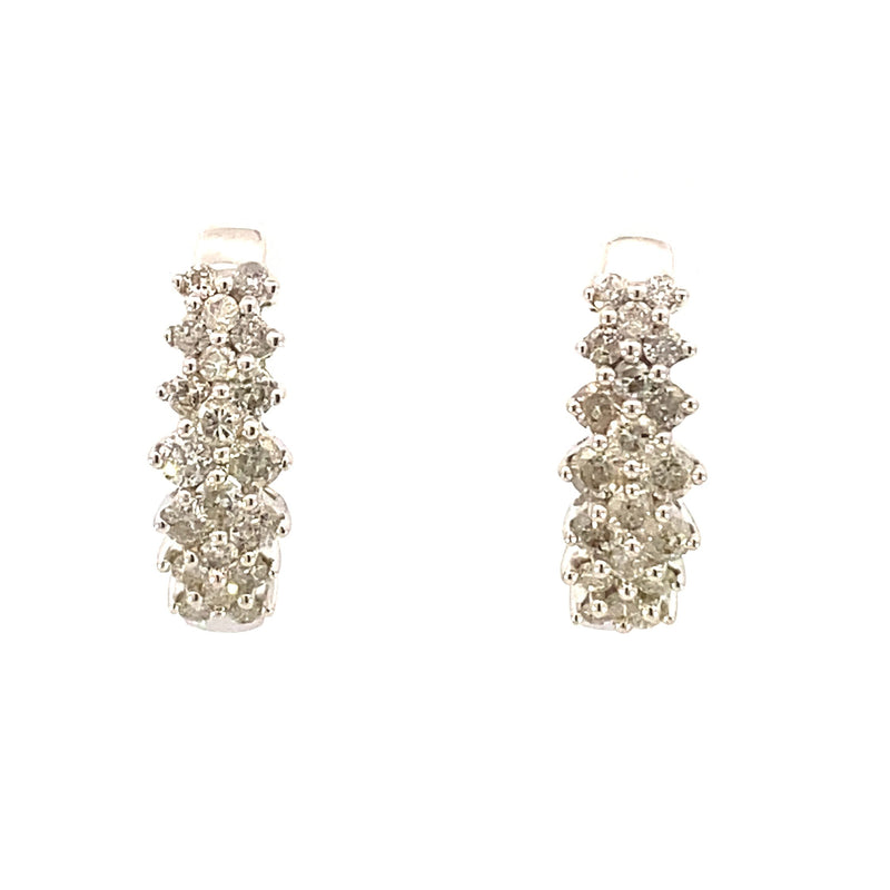 Bids.com 1.09ct Diamond Diamond Hoop Earrings 14KT White Gold Earrings