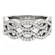 Bids.com Diamond Studded Double Interlocking Waves Ring in 14k White Gold  (5/8 cttw) Rings