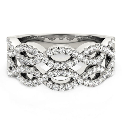 Bids.com Diamond Studded Double Interlocking Waves Ring in 14k White Gold  (5/8 cttw) Rings