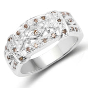 Bids.com 0.32 Carat Genuine Champagne Diamond .925 Sterling Silver Ring Rings