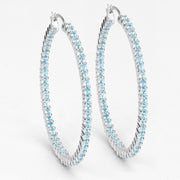 Bids.com 3.60 Carat Genuine Swiss Blue Topaz .925 Sterling Silver Earrings Earrings