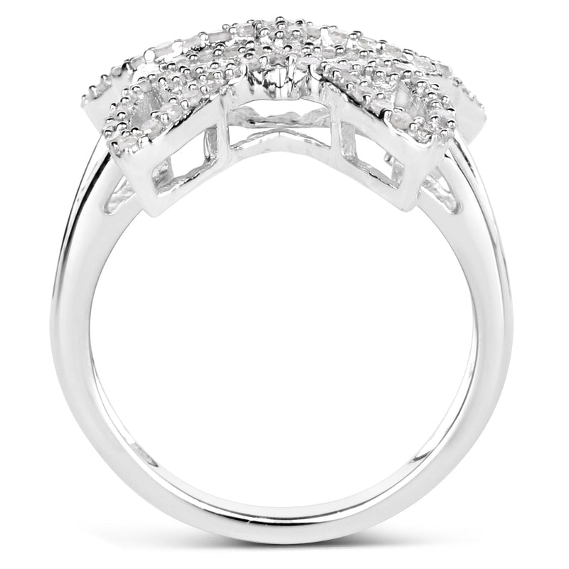 Bids.com 0.58 Carat Genuine White Diamond .925 Sterling Silver Ring Rings