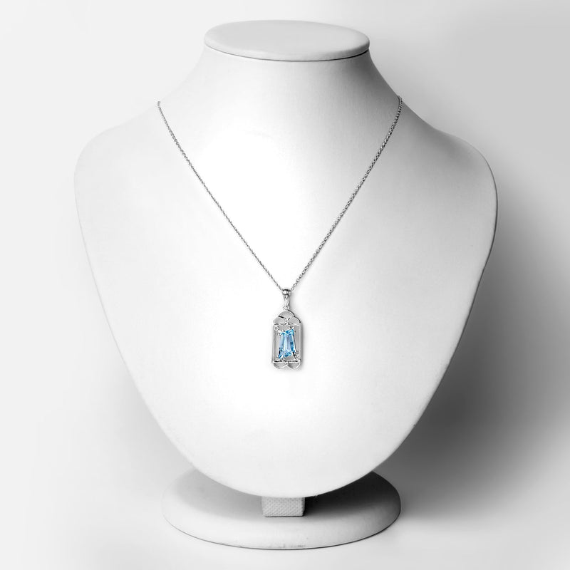 Bids.com 4.57 Carat Genuine Swiss Blue Topaz & White Topaz .925 Sterling Silver Pendant Pendants