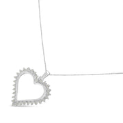 Bids.com .925 Sterling Silver 1/4 cttw 3-Prong Diamond Open Heart 18" Pendant Necklace (I-J Color, I3 Clarity) Necklaces