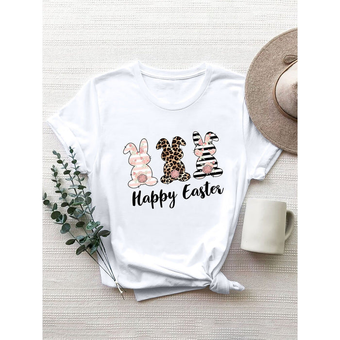 Happy Easter Round Neck Short Sleeve T-Shirt