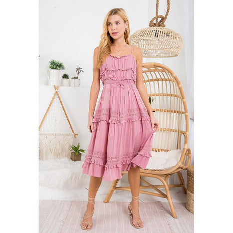 Lace Trim Midi Dress