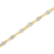Bids.com 10K Yellow and White Gold 2.00 cttw Round and Baguette-Cut Diamond Link Bracelet (I-J Color, I2-I3 Clarity) - Size 7.25" Bracelets