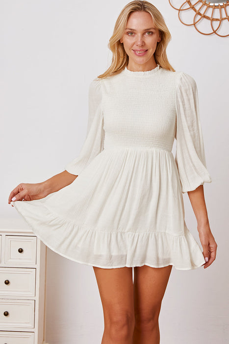 Frill Balloon Sleeve Ruffle Hem Mini Dress