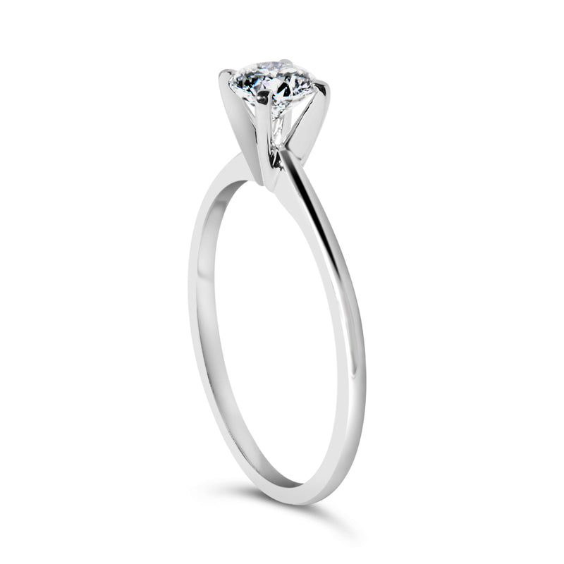 Bids.com 14K White Gold 1/2 Cttw Round Lab Grown Diamond 4 Prong Solitaire Engagement Ring (F-G Color, VS2-SI1 Clarity) - Size 7 Rings