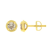 Bids.com 14K Yellow Gold Plated .925 Sterling Silver 1.0 Cttw Round Brilliant Cut Diamond Solitaire Milgrain Stud Earrings (K-L Color, I2-I3 Clarity) Earrings