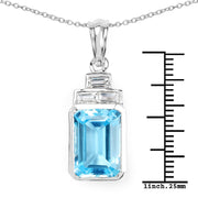 Bids.com 9.99 Carat Genuine Swiss Blue Topaz and White Topaz .925 Sterling Silver Pendant Pendants