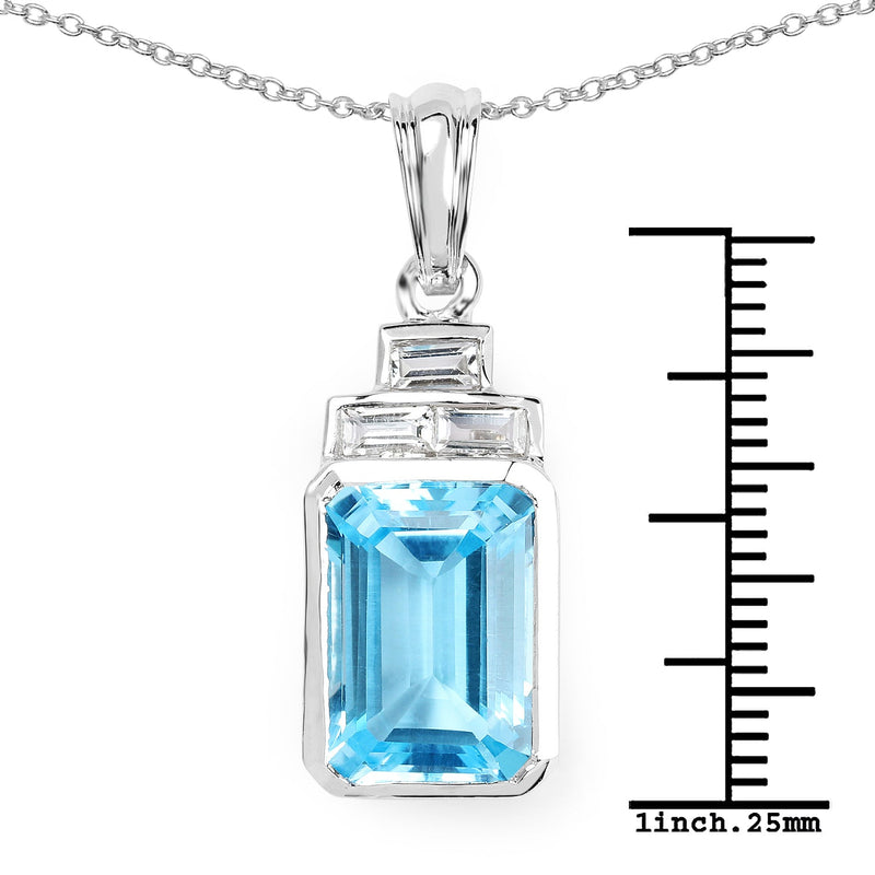 Bids.com 9.99 Carat Genuine Swiss Blue Topaz and White Topaz .925 Sterling Silver Pendant Pendants