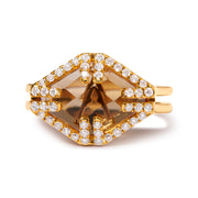 Bids.com 14K Yellow Gold Marquise-Cut Yellow Citrine and 1/3 Cttw Diamond Halo Cocktail Ring (G-H Color, SI1-SI2 Clarity) - Size 7 Rings