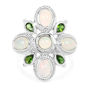 Bids.com 2.97 Carat Genuine Ethiopian Opal And Chrome Diopside .925 Sterling Silver Ring Rings
