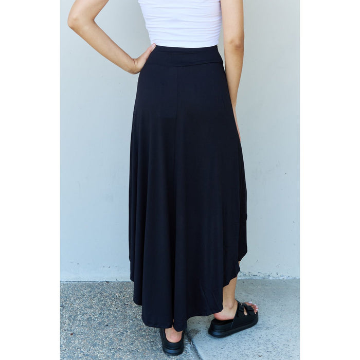 High Waisted Flare Maxi Skirt in Black