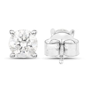 Bids.com 0.80 Carat Genuine White Diamond 14K White Gold Earrings Earrings