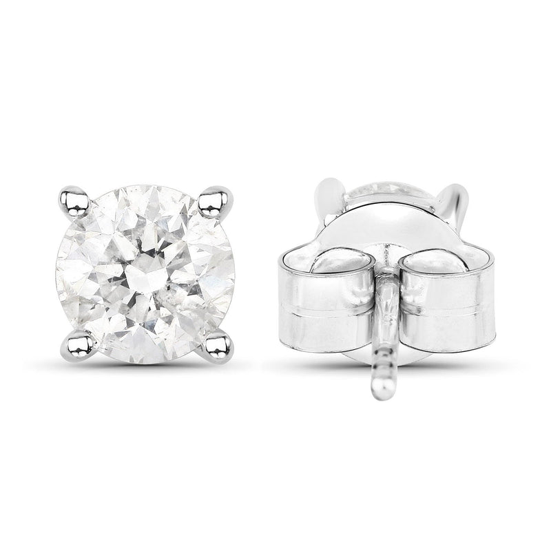 Bids.com 0.80 Carat Genuine White Diamond 14K White Gold Earrings Earrings