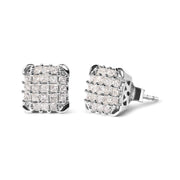Bids.com 10K White Gold 3/4 Cttw Princess Diamond Composite Open Frame Stud Earrings (I-J Color, I1-I2 Clarity) Earrings