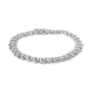 Bids.com .925 Sterling Silver 1/3 Cttw Miracle-Set Diamond "S" Link Tennis Bracelet (I-J Color, I3 Clarity) - Size 7.25" Bracelets