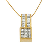 Bids.com 14K Yellow Gold 1 1/4 cttw Princess and Baguette Cut Geometric Inspired Diamond Pendant Necklace (H-I, VS1-VS2) Necklaces