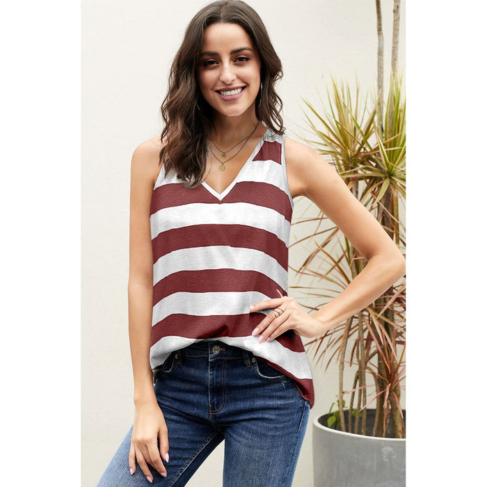 Striped V-Neck Tank