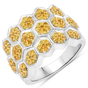 Bids.com 0.75 Carat Genuine Yellow Diamond .925 Sterling Silver Ring Rings