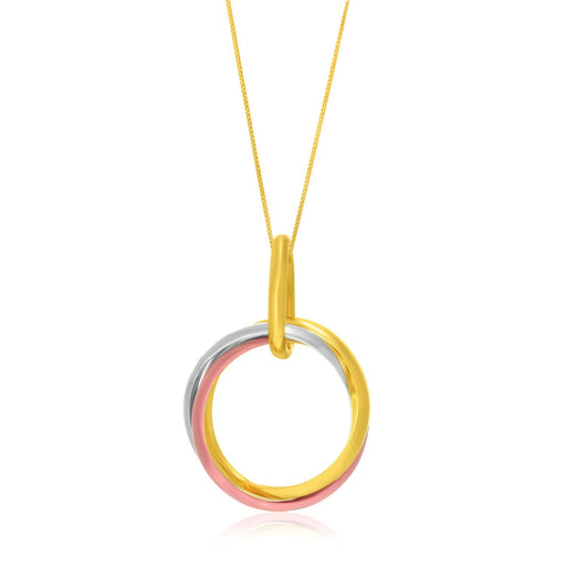 Bids.com 14k Tri-Color Gold Open Interlaced Ring Pendant Pendants