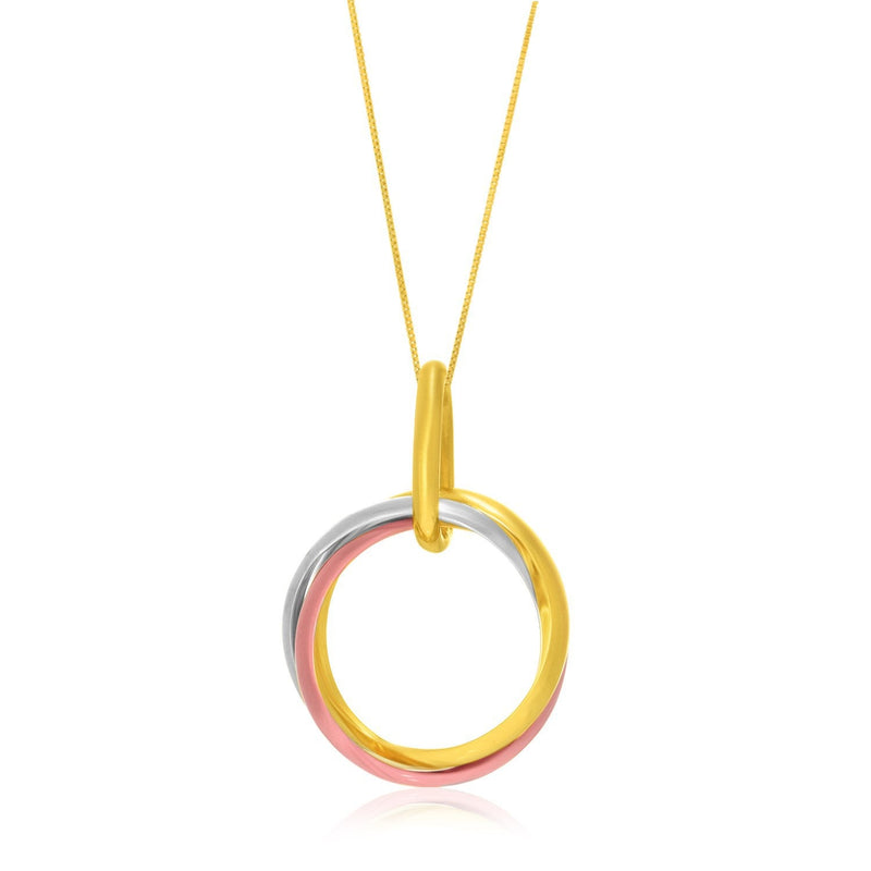 Bids.com 14k Tri-Color Gold Open Interlaced Ring Pendant Pendants