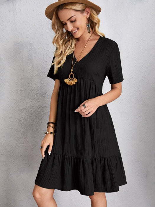 V-Neck Short Sleeve Dress