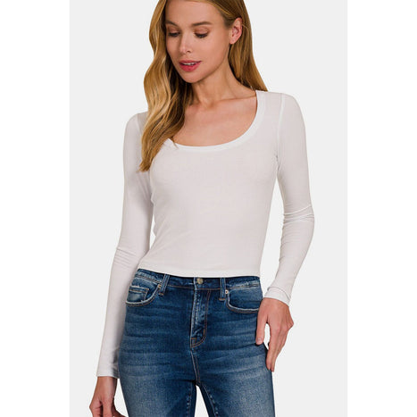 Zenana Scoop Neck Long Sleeve T-Shirt