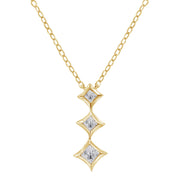 Bids.com 10K White Gold 1/5 Cttw Princess Cut Diamond 3 Stone Drop 18" Pendant Necklace (H-I Color, SI2-I1 Clarity) Necklaces