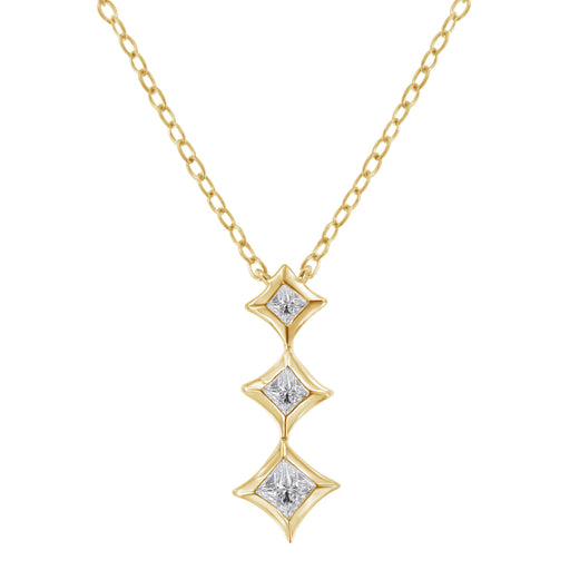 Bids.com 10K White Gold 1/5 Cttw Princess Cut Diamond 3 Stone Drop 18" Pendant Necklace (H-I Color, SI2-I1 Clarity) Necklaces
