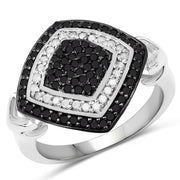 Bids.com 0.56 Carat Genuine White Diamond and Black Diamond .925 Sterling Silver Ring Rings