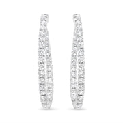 Bids.com 18K White Gold 3 5/8 Cttw Round Diamond Curved Inside-Outside Hoop Earrings (F-G Color, VS1-VS2 Clarity) Earrings
