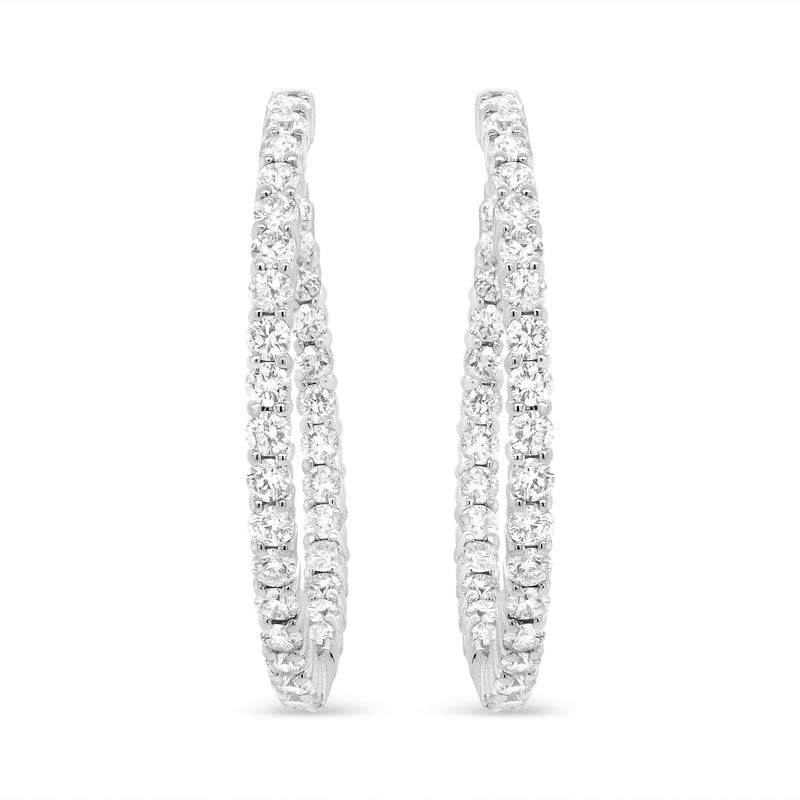 Bids.com 18K White Gold 3 5/8 Cttw Round Diamond Curved Inside-Outside Hoop Earrings (F-G Color, VS1-VS2 Clarity) Earrings