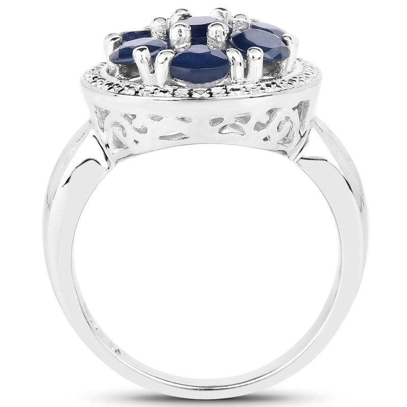 Bids.com 2.10 Carat Genuine Blue Sapphire .925 Sterling Silver Ring Rings