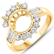 Bids.com 0.58 Carat Genuine White Diamond 14K Yellow Gold Semi Mount Ring - holds 9.00mm Round Gemstone Rings