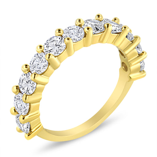 Bids.com 14K Yellow Gold Plated .925 Sterling Silver 2.00 Cttw Shared Prong Set Round-Diamond 11 Stone Band Ring (J-K Color, I1-I2 Clarity) - Size 7 Rings