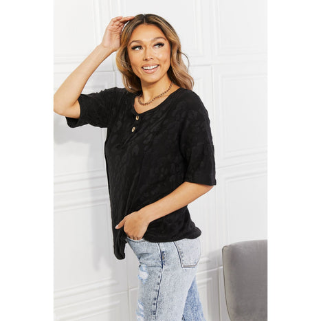 BomBom At The Fair Animal Textured Top in Black