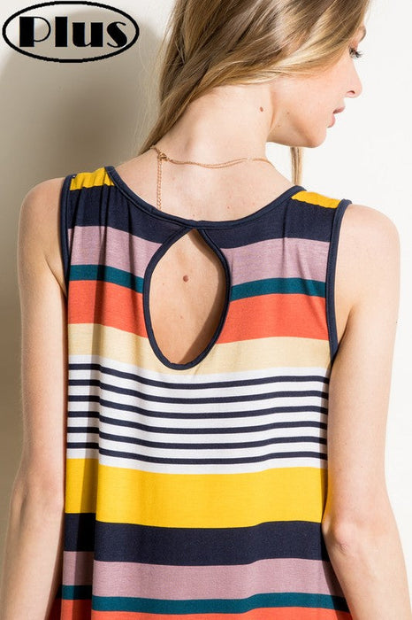 Plus Multi Stripe Jersey Tank Top