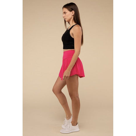 Wide Band Tennis Skirt with Zippered Back Pocket