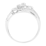 Bids.com 14KT White Gold 1/10 cttw Diamond Twin Heart Ring - Size 6.5 Rings